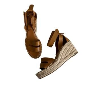 Franco Sarto Callia Cognac Strappy Leather
Wedge Espadrille Sandals Size 7